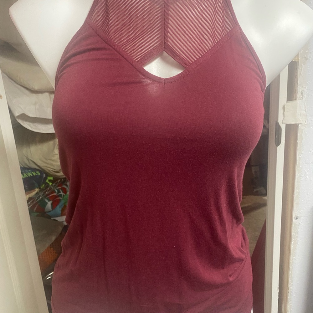 BKE Red Fitted Cut Out Tank Top